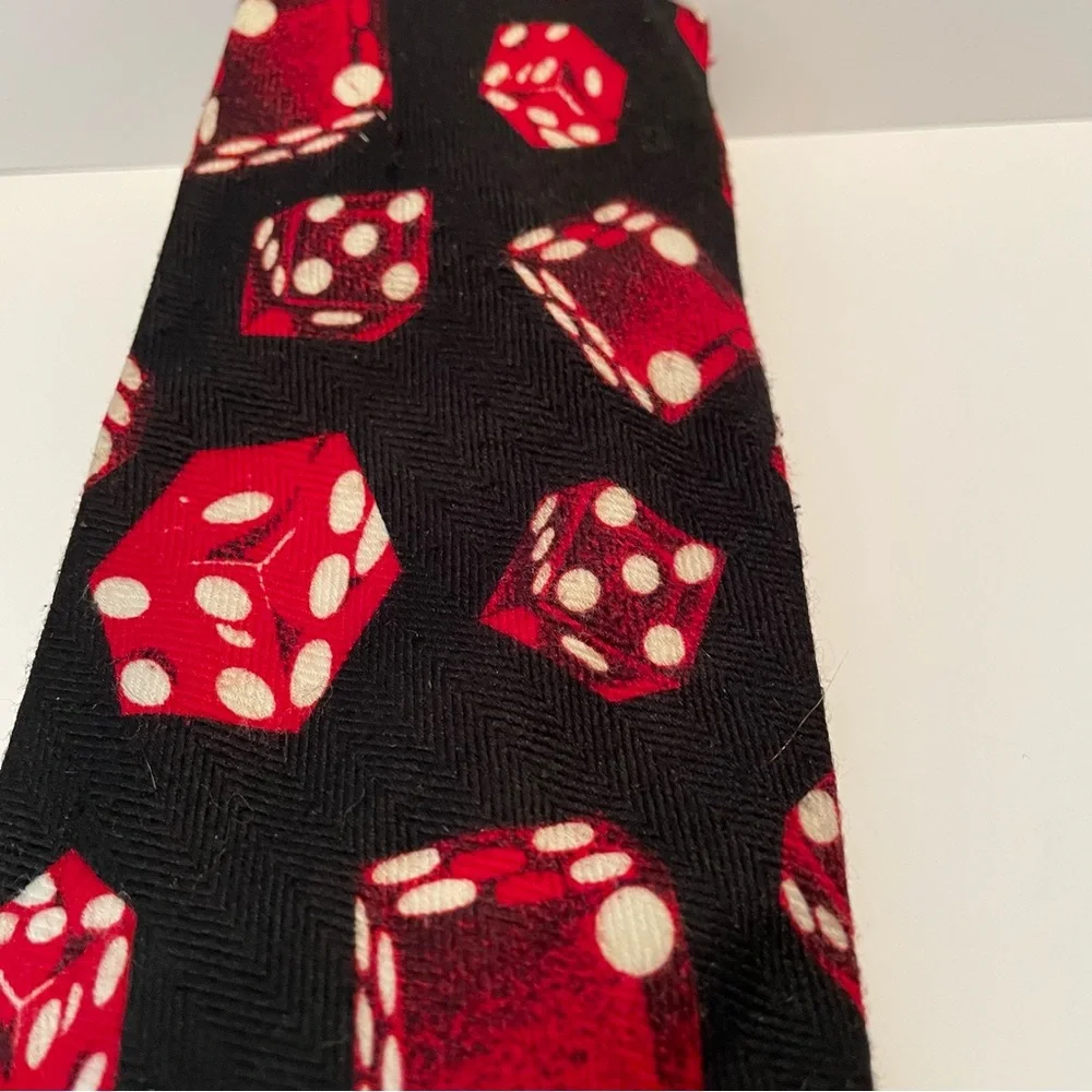 Beverly Hills Polo Club Rolling The‎ Dice Gambling Themed Tie Black/Red/White